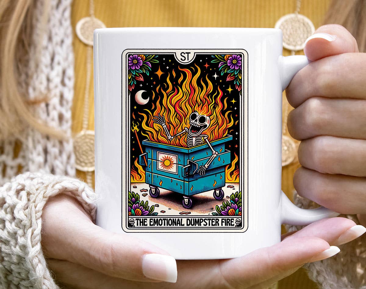 Emotional Dumpster Fire Tarot Coffee Mug: 11oz White