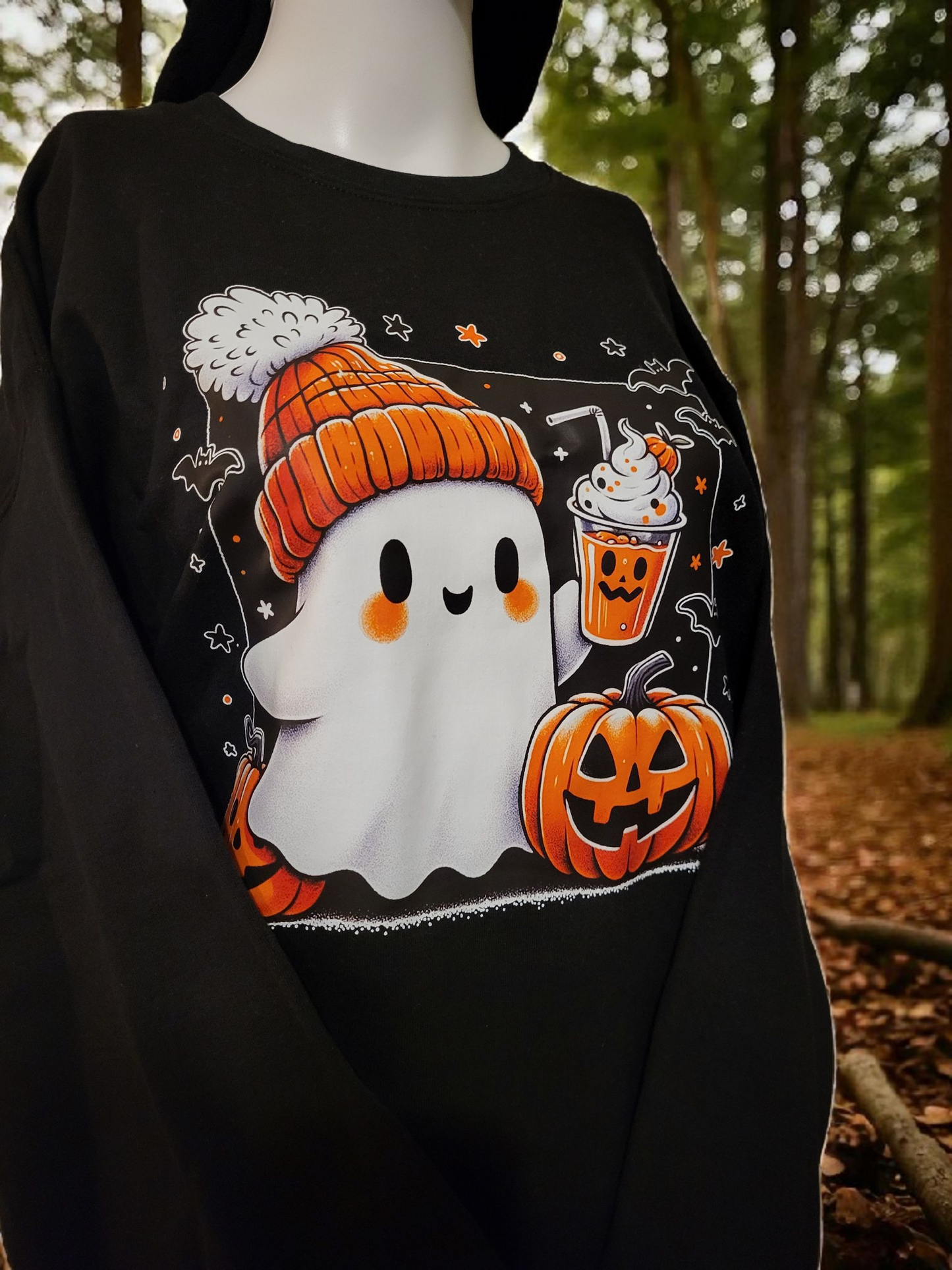 Cute & Spooky Ghost Halloween Sweatshirt - Size: L