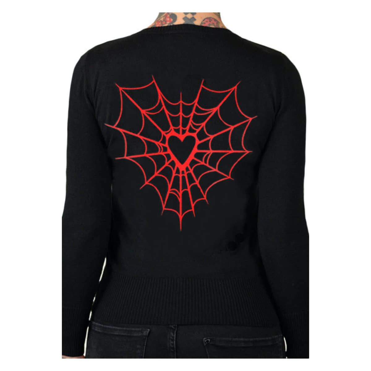 HEART WEB Graphic Print Spider Web Cardigan/Sweater: Multiple Sizes