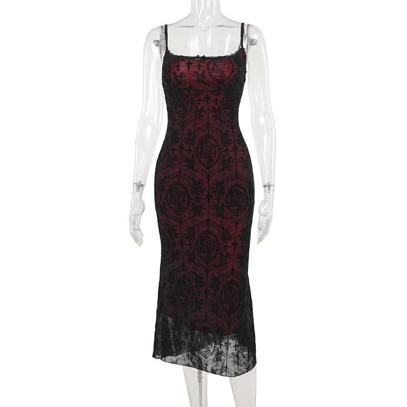 Gothic Lace Splice Camisole Dress - Size: M