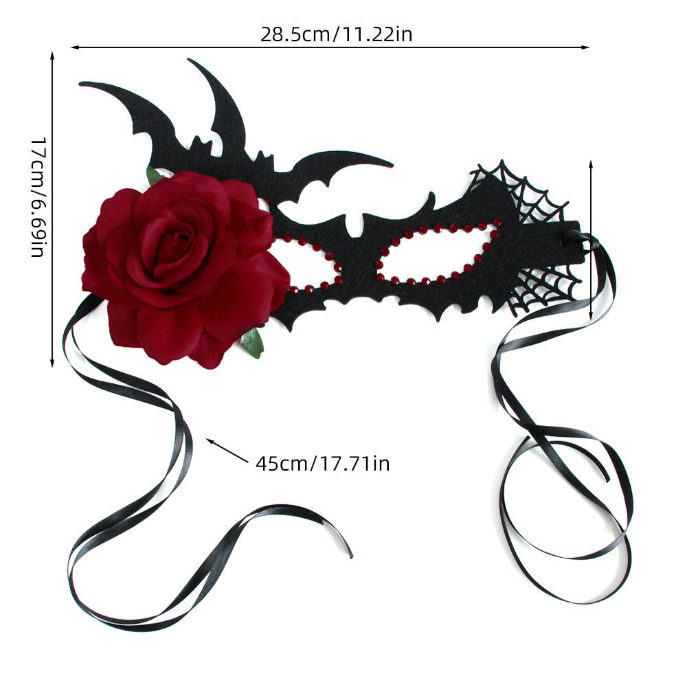 Gothic Halloween Bat Rose Mask