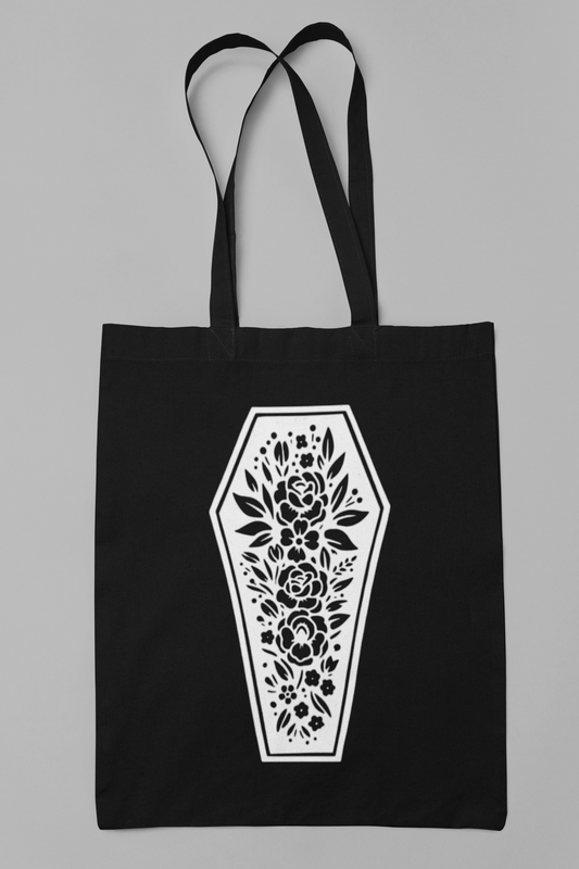 Floral Coffin Book Bag Tote