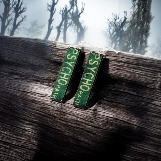 Psycho Path Wooden Earrings