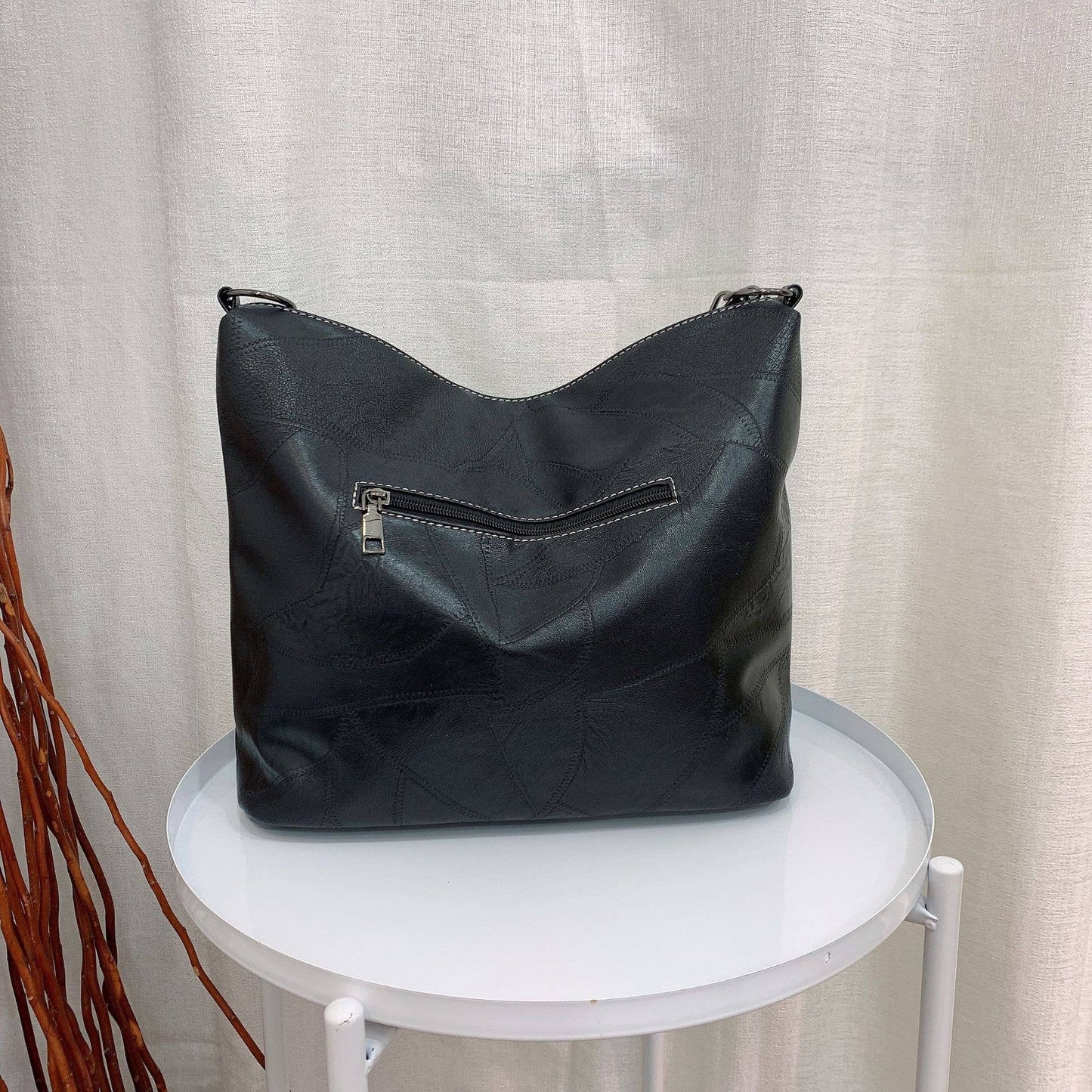 Skull Rivet Soft Leather Large Capacity Shoulder Tote Bag