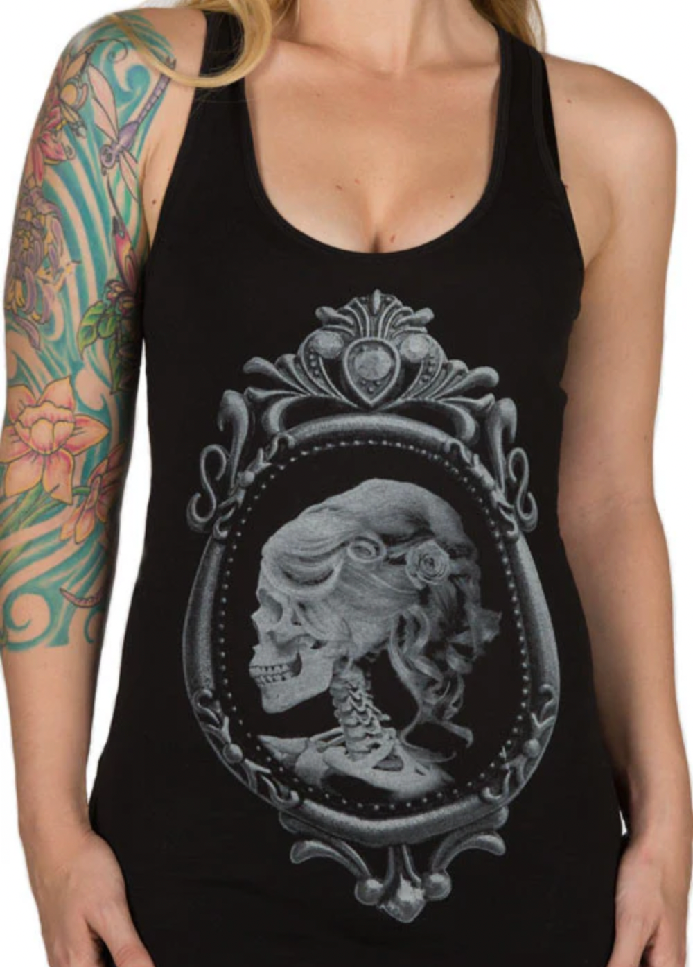 LOLITA Cameo Gothic Skull Graphic Print Racerback Tank: Sizes S-2X