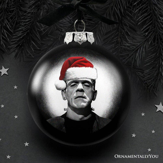 Frankenstein's Monster Christmas Portrait Glass Ornament