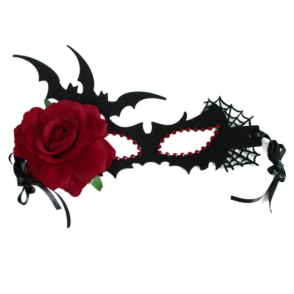 Gothic Halloween Bat Rose Mask