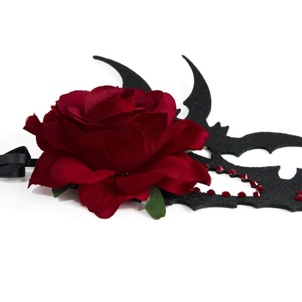 Gothic Halloween Bat Rose Mask