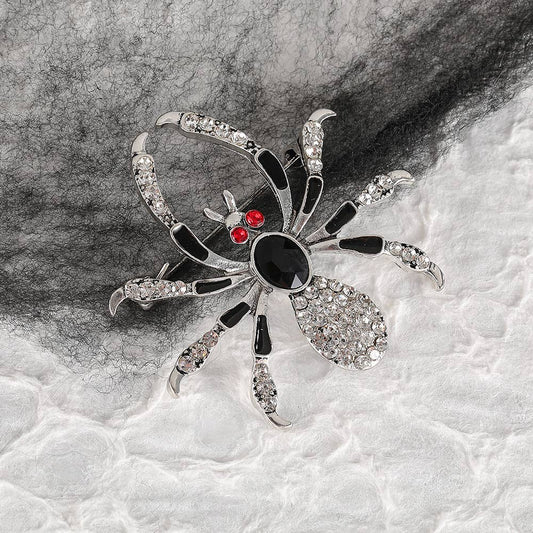 Rhinestone Spider Brooche: Red or Black
