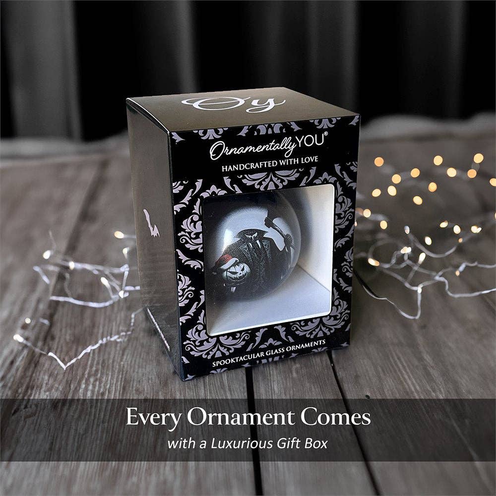 Headless Horseman Portrait Glass Christmas Ornament