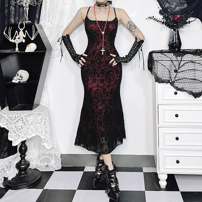 Gothic Lace Splice Camisole Dress - Size: M