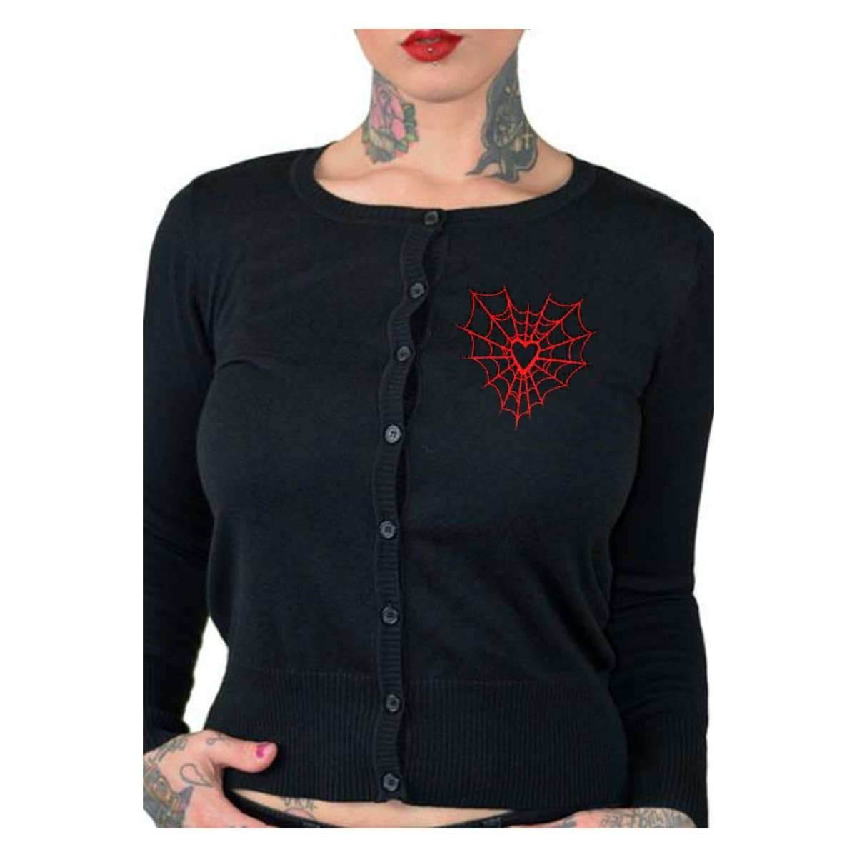HEART WEB Graphic Print Spider Web Cardigan/Sweater: Multiple Sizes