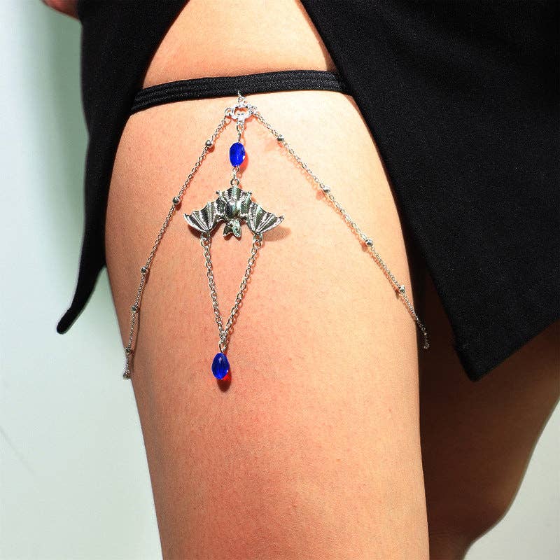 Sexy Bat Elastic Thigh Chain: In Red