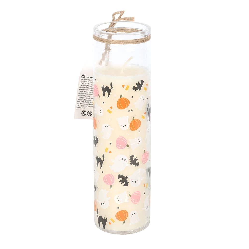 Sweet and Spooky Halloween Print Candy Corn Tube Candle