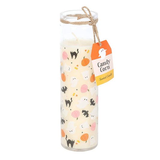 Sweet and Spooky Halloween Print Candy Corn Tube Candle