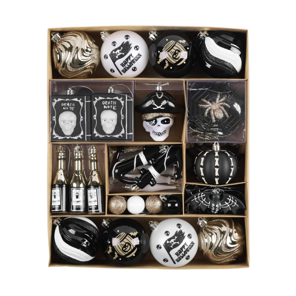 Halloween Christmas Tree Ornaments Set, 70-Piece - Shatterproof