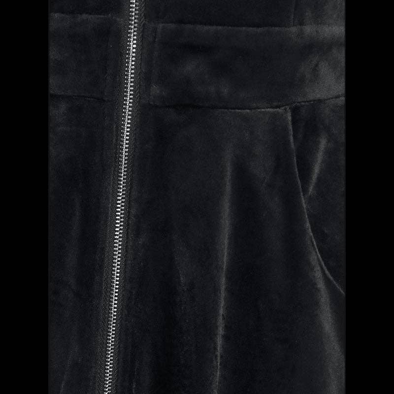 Hooded Long Sleeve Gold Velvet Cat Ear Zip Up Dress - Size: L